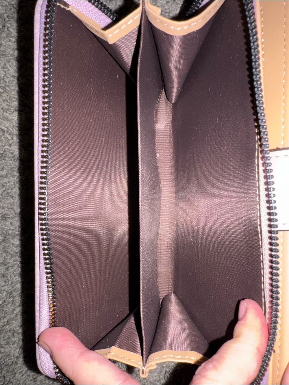 Blush Pink/Violet Vegan Leather Zip Wallet with Gold Hardware - Picture 5 of 9